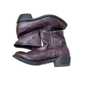 Men’s 8" Burgundy Leather Side Zip Ankle Western Cowboy Boots Men’s Size 13D
